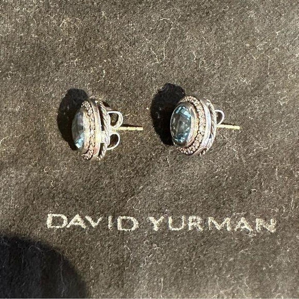 David Yurman blue topaz and diamond Cerise earrings & pendant set - Picture 4 of 8